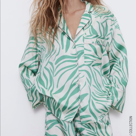 ZARA BNWT Pajama Style Lounge Wear 2pc Coord Set - Picture 5 of 14